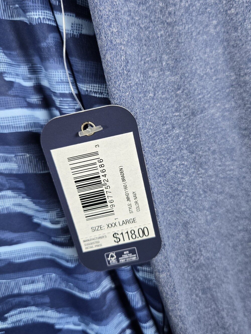 Johnnie-O Braden Mens XXXL 3XL Blue Graphic Performance Sun Hoodie JMHO1160 NWT - Picture 5 of 11